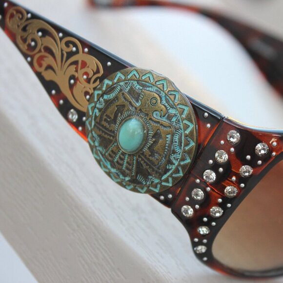 Montana West Sunglasses in Leopard w/Turquoise Thunderbird Concho Accents main image 7